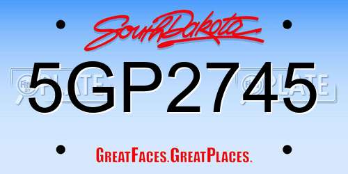 5GP2745 South Dakota License Plate