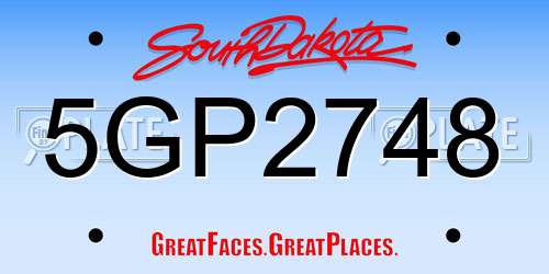 5GP2748 South Dakota License Plate