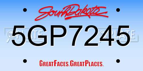 5GP7245 South Dakota License Plate