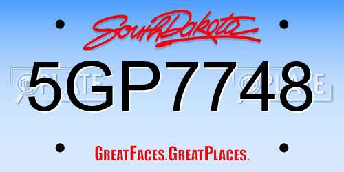 5GP7748 South Dakota License Plate