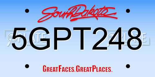 5GPT248 South Dakota License Plate