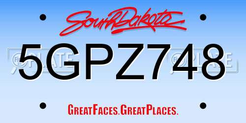 5GPZ748 South Dakota License Plate