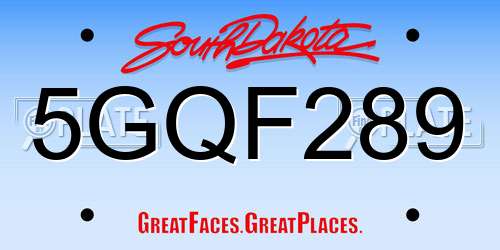 5GQF289 South Dakota License Plate