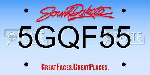 5GQF55 South Dakota License Plate