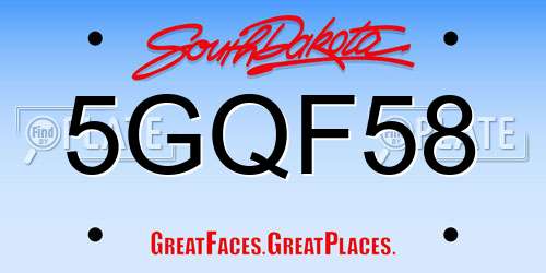 5GQF58 South Dakota License Plate