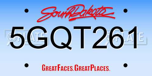 5GQT261 South Dakota License Plate