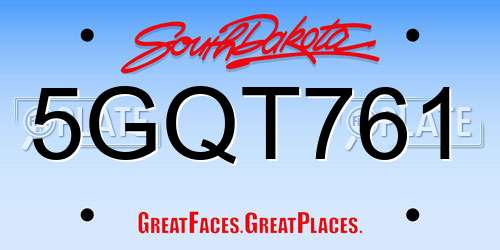 5GQT761 South Dakota License Plate