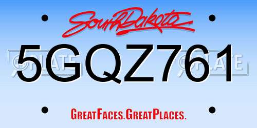5GQZ761 South Dakota License Plate