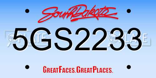 5GS2233 South Dakota License Plate