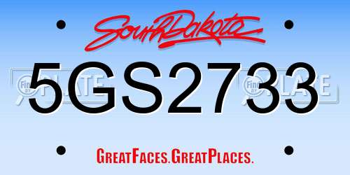 5GS2733 South Dakota License Plate