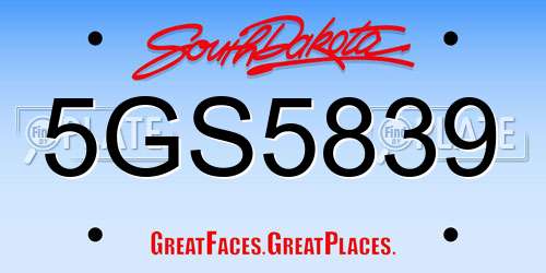5GS5839 South Dakota License Plate