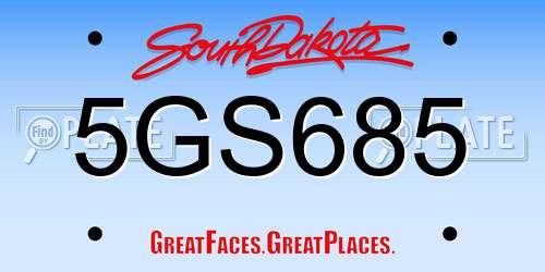 5GS685 South Dakota License Plate