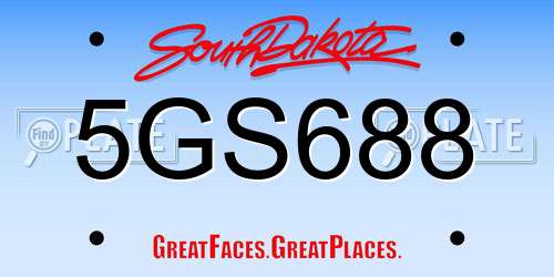 5GS688 South Dakota License Plate