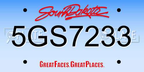 5GS7233 South Dakota License Plate