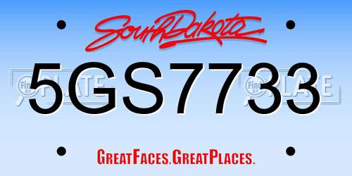 5GS7733 South Dakota License Plate
