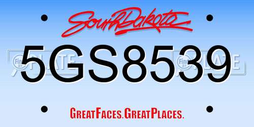 5GS8539 South Dakota License Plate