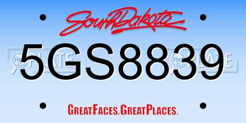 5GS8839 South Dakota License Plate