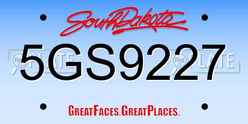 5GS9227 South Dakota License Plate