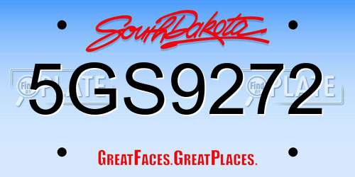 5GS9272 South Dakota License Plate