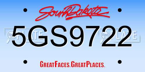 5GS9722 South Dakota License Plate
