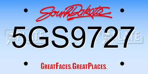 5GS9727 South Dakota License Plate