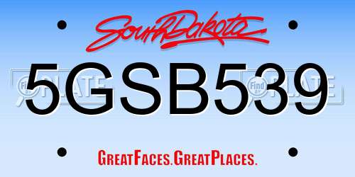 5GSB539 South Dakota License Plate