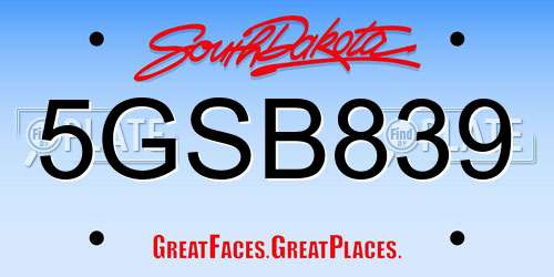 5GSB839 South Dakota License Plate
