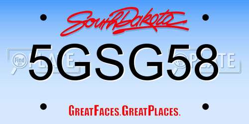 5GSG58 South Dakota License Plate