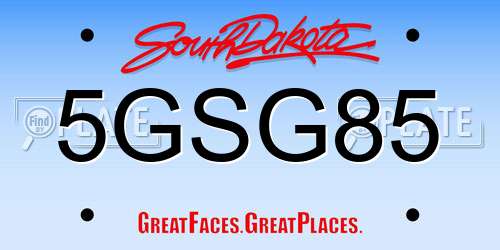 5GSG85 South Dakota License Plate