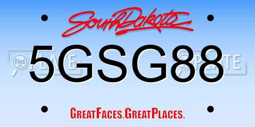 5GSG88 South Dakota License Plate