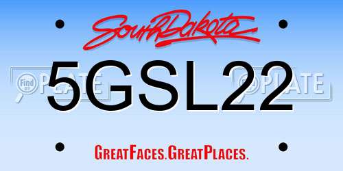 5GSL22 South Dakota License Plate