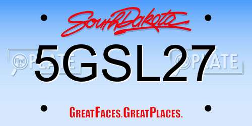 5GSL27 South Dakota License Plate