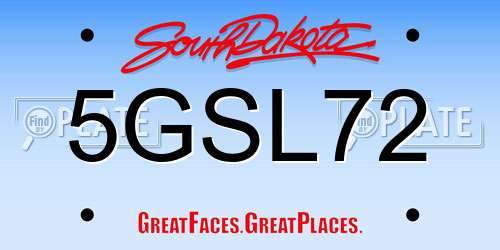 5GSL72 South Dakota License Plate