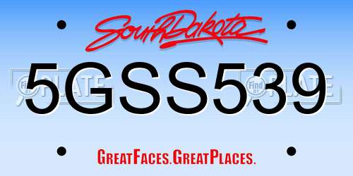 5GSS539 South Dakota License Plate