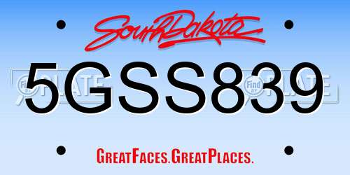 5GSS839 South Dakota License Plate