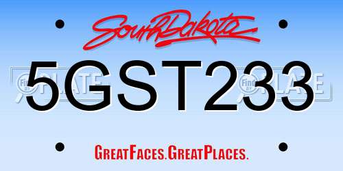 5GST233 South Dakota License Plate