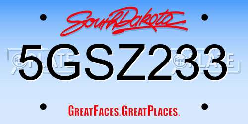 5GSZ233 South Dakota License Plate