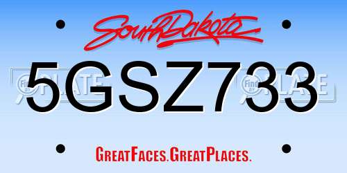 5GSZ733 South Dakota License Plate