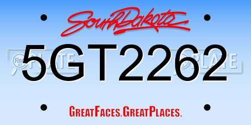 5GT2262 South Dakota License Plate