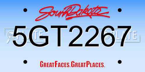 5GT2267 South Dakota License Plate