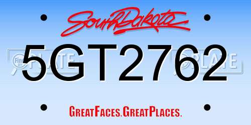 5GT2762 South Dakota License Plate