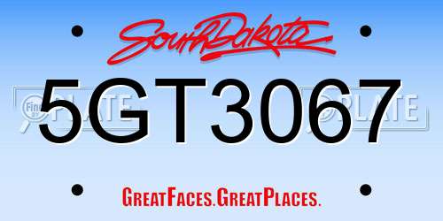 5GT3067 South Dakota License Plate