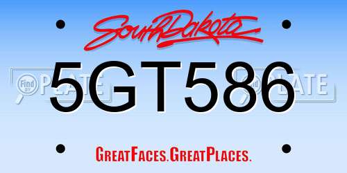 5GT586 South Dakota License Plate