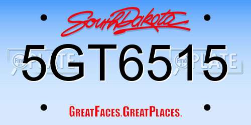 5GT6515 South Dakota License Plate