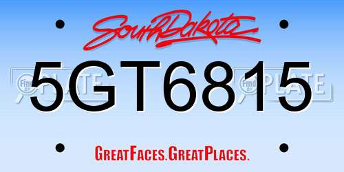 5GT6815 South Dakota License Plate