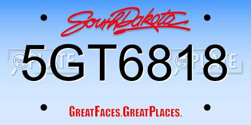 5GT6818 South Dakota License Plate