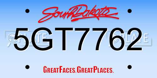5GT7762 South Dakota License Plate
