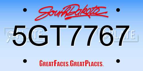 5GT7767 South Dakota License Plate