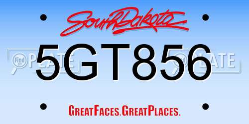 5GT856 South Dakota License Plate
