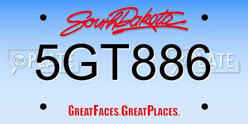5GT886 South Dakota License Plate